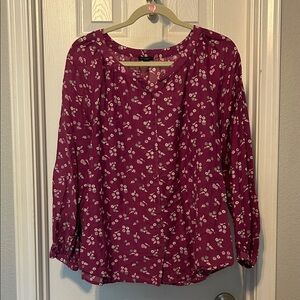 Ann Taylor Factory Pink Floral Blouse